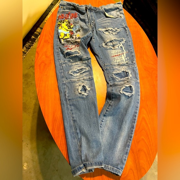 Other - Blue Skinny Jeans with Distressed Details
